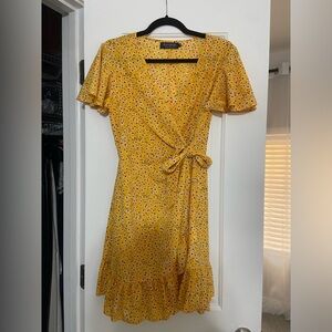 Yellow wrap dress